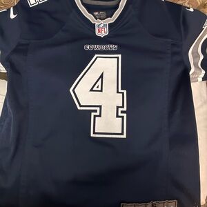 Youth size small Nike Navy and White Cowboys #4 Football Jersey